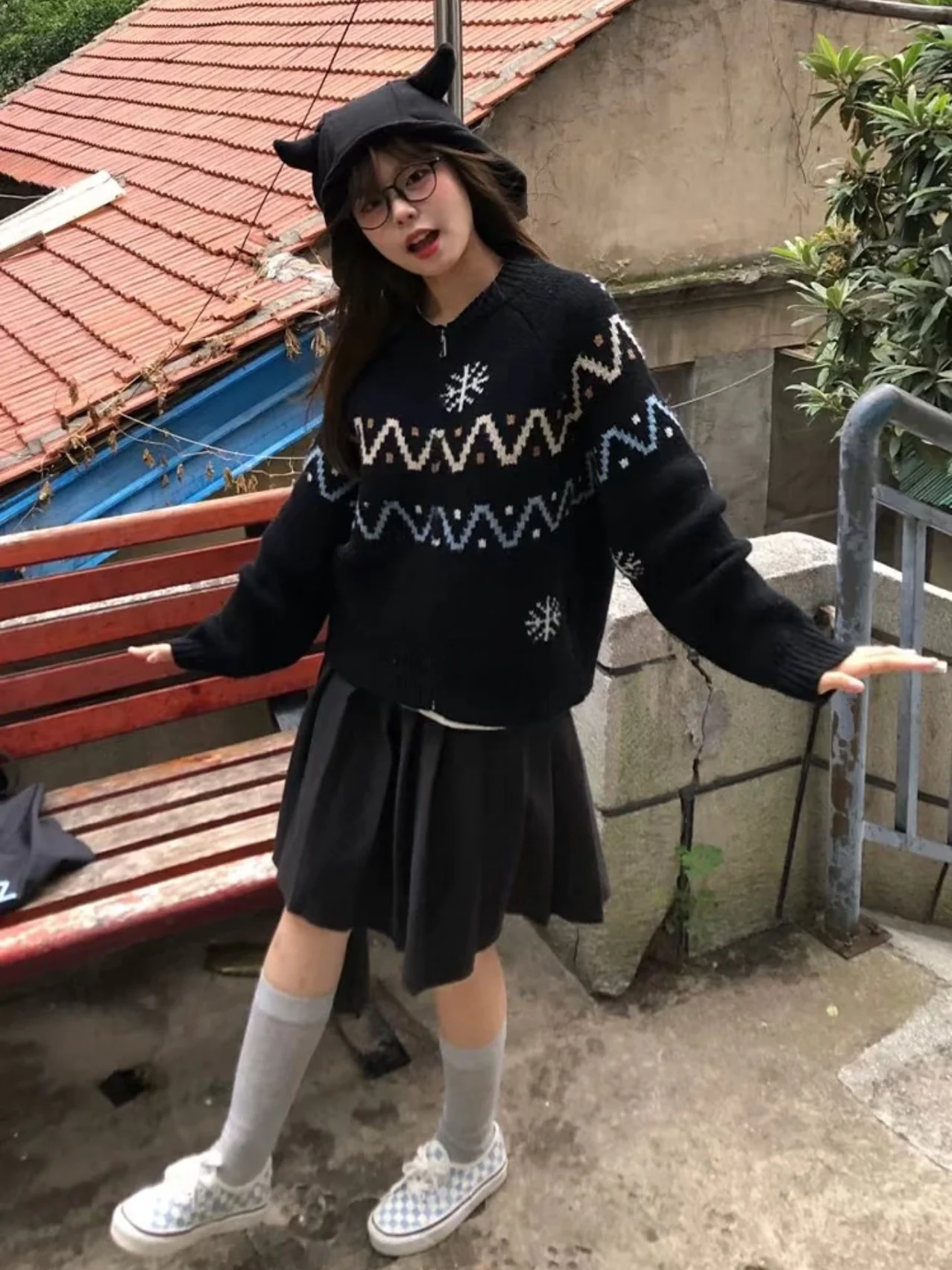 

Korean Sle Loose Long Sve round Ne Knitted Sweater Women's Autumn Winter New Soft Fluffy Snowflake Embroidery Sweater