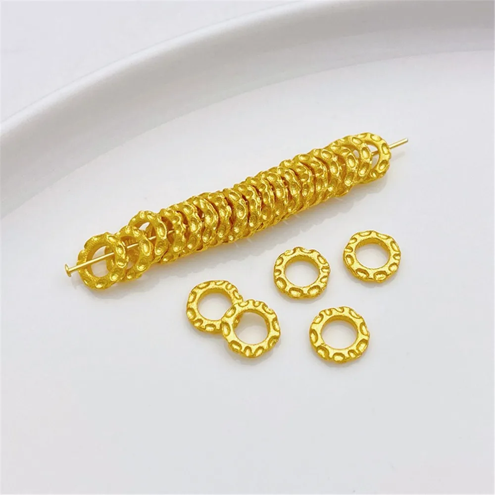 

Sand Gold Matte Hammer Spacer Bead Ring Running Ring Handmade DIY Bracelet Necklace Jewelry Material Accessories