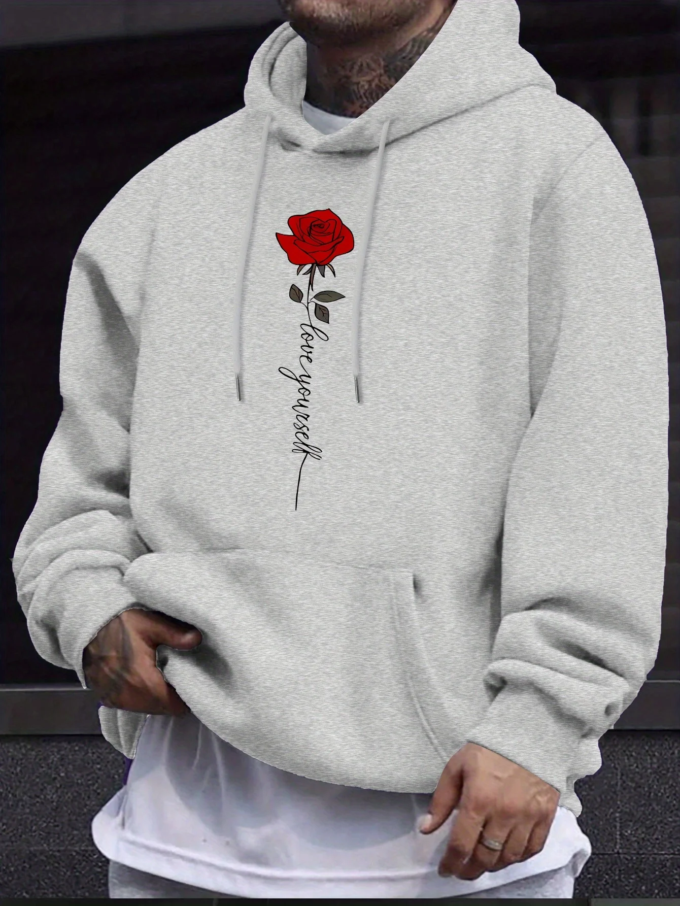 European and American men's autumn personalized dragon letter print comfortable and soft hooded sweatshirt outdoor street top