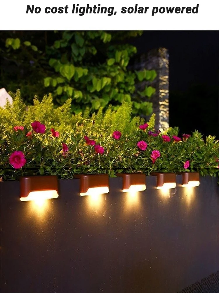 4 ~ 16 pièces LED solaire étape lampe chemin escalier extérieur jardin lumières étanche balcon lumière décoration pour Patio escalier clôture lumière