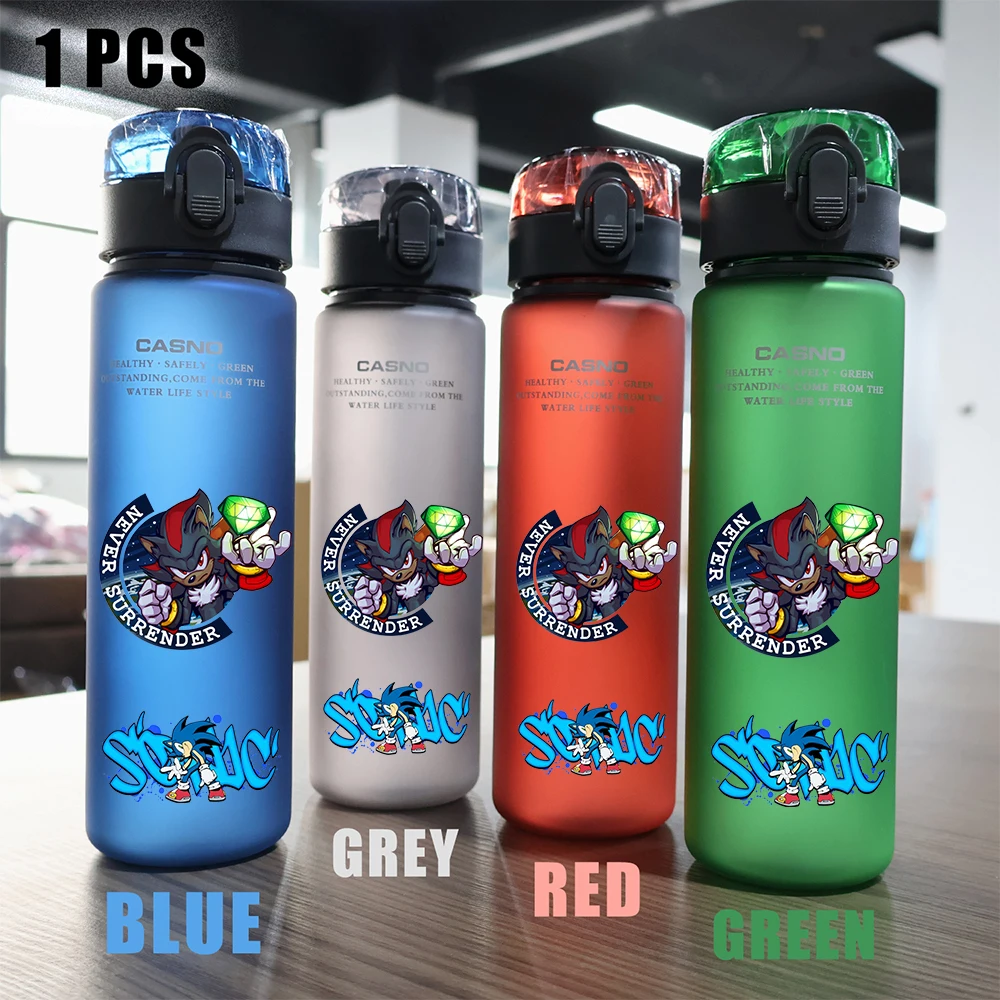 560ML Sonic The Hedgehog Red Green Blue Black Plastic PcLeak Proof Resistant Outdoor Camping Portable Travel Sports Water Cup