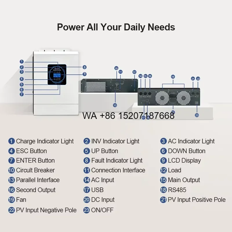 Wmwmnu for Manufacturer Wholesale Hybrid Solar Inverter 3.6KW Single Phase Pure Sine Wave 24V MPPT All in One Inverter System