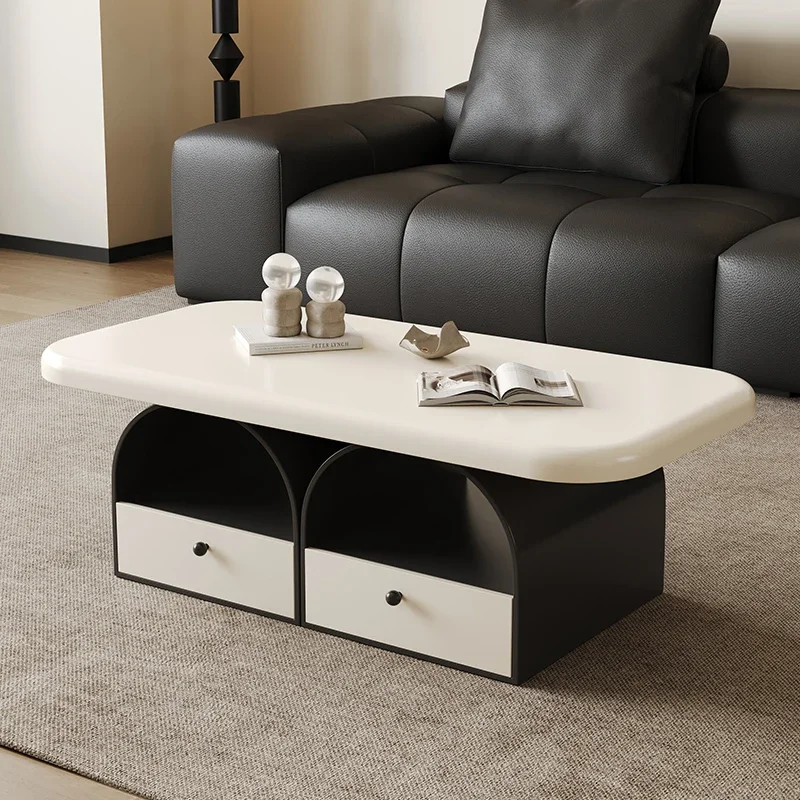 French cream box coffee table black and white storage coffee table small table