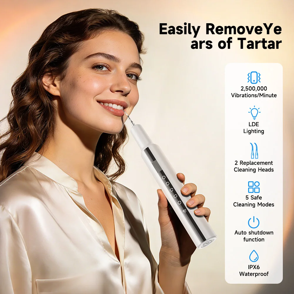 

CURVY MOON T7 Electric Ultrasonic Dental Scaler Tooth Cleaner Dental Stone Removal Sonic Plaque Remover Tartar Eliminator