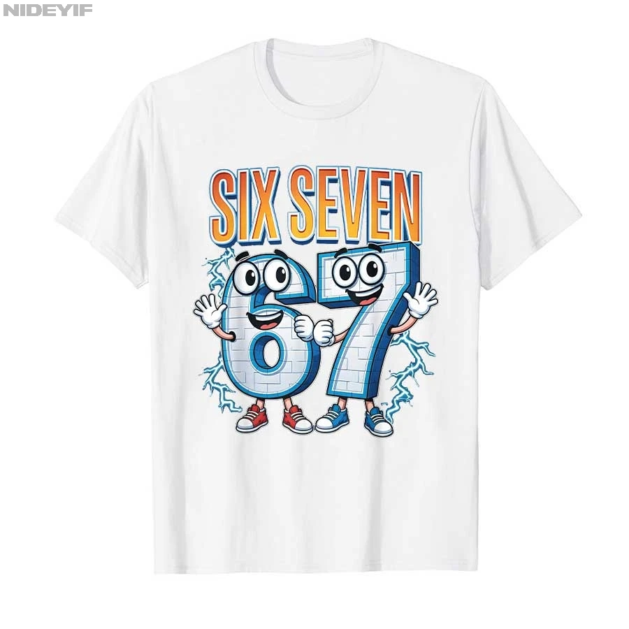 67 Brainrot الإيطالية ميمي مضحك 67 الاطفال زي ستة سبعة 6-7 تي شيرت للرجال النساء 100% القطن تي شيرت قصيرة الأكمام بلايز P545