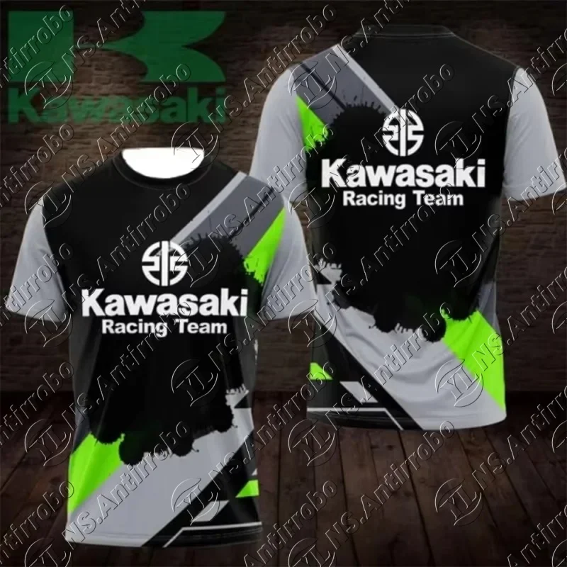 

2025-26 New Kawasaki Logo 3D Print T-shirt Outdoor Cycling Summer Classic Tee Adults Loose Exercise Off-road Motorcycle Jersey