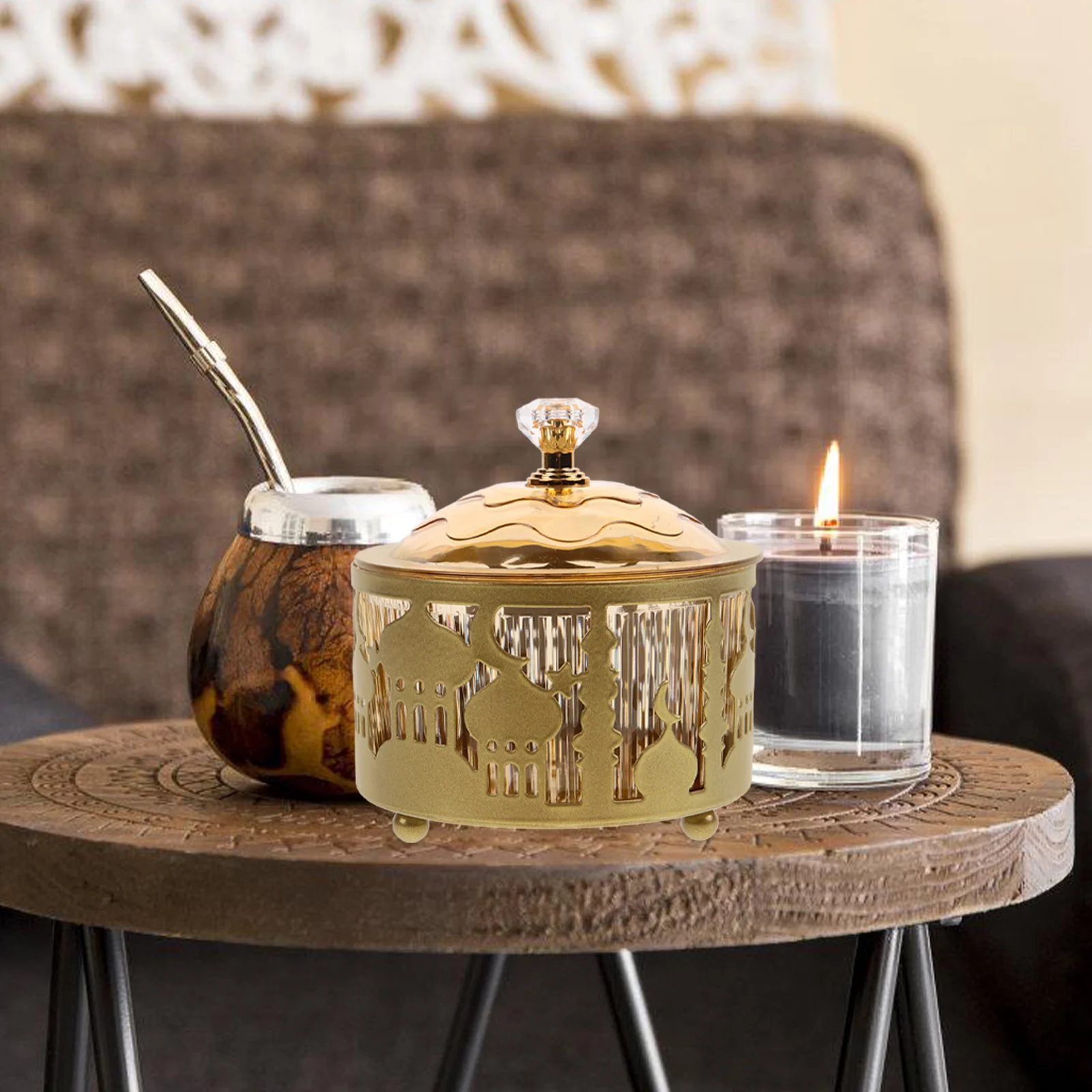 

Dessert Serving Tray Metal Ramadan Candy Dish with Cover for Eid Snacks Trinket Organizer Party Platter 2025 New Design