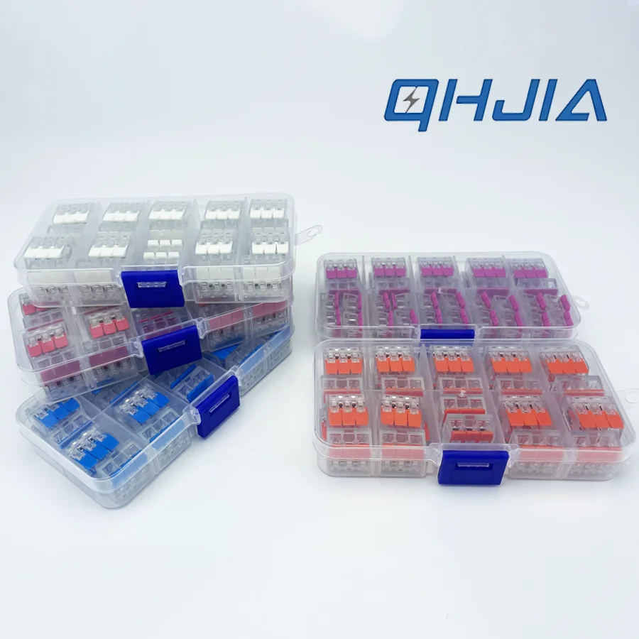 1 Box Screwless Push-in Mini Wire Connectors Quick Connect Electrical Terminal Blocks Fast Install Home Use Cable Wiring