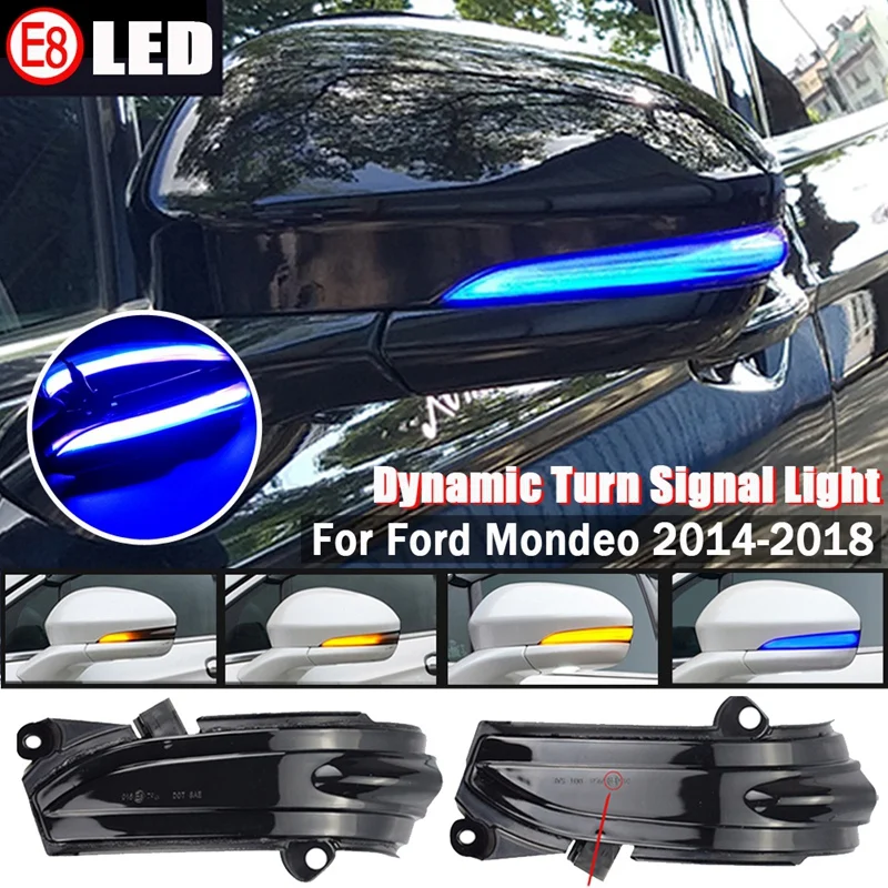 For Ford Fusion Mondeo MK5 2014-2019 Car LED Dynamic Side Rearview Mirror Light Turn Signal Light Blue Blinker Indicator