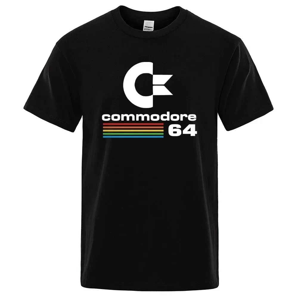 2024 Summer Men's T-Shirt Commodore 64 Print T Shirt Loose and Comfortable Streetwear Cotton Oversized Tee Shirt Men Clothes