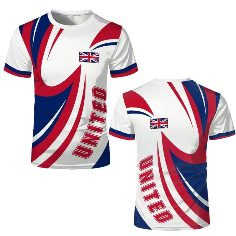 Men's short-sleeved polo shirt, featuring the UK flag color scheme and printed with fan graphics