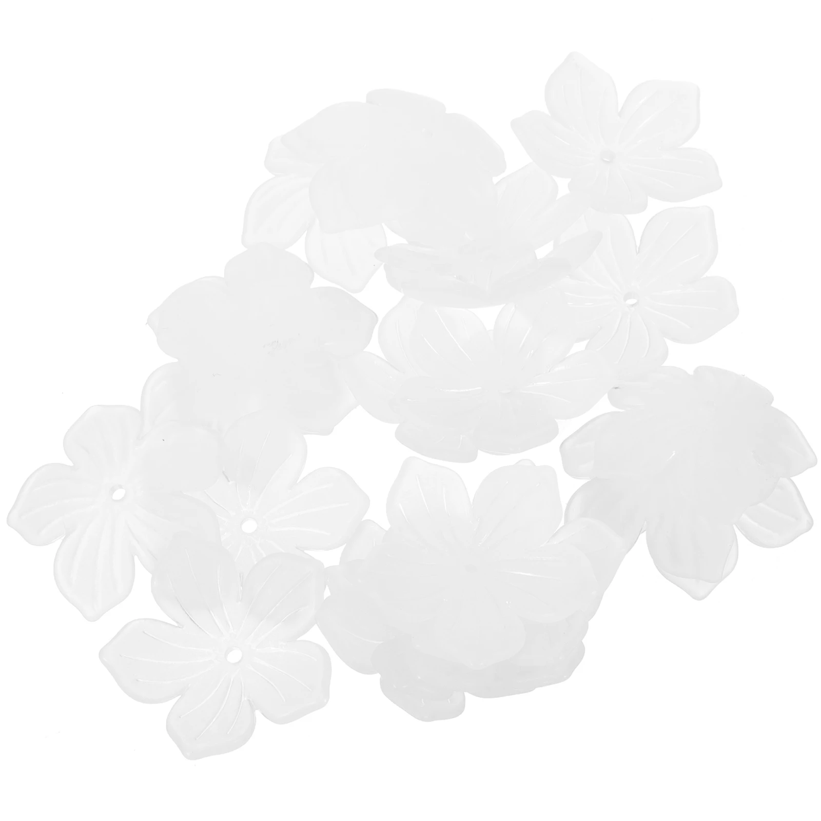 

100 Pcs Acrylic Flower Tray Accessories Jewelry Charms White Small DIY Beaded H made Crafts Pendant Making Supplies