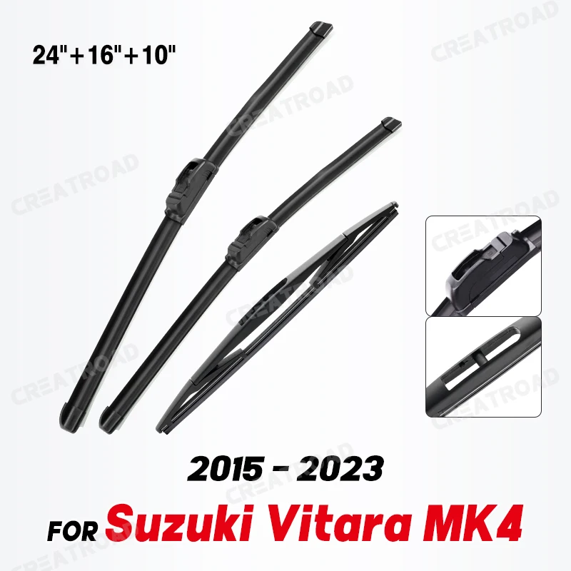 Wiper Front & Rear Wiper Blades Set For Suzuki Vitara MK4 2015 - 2023 Windshield Windscreen Window Brushes 24