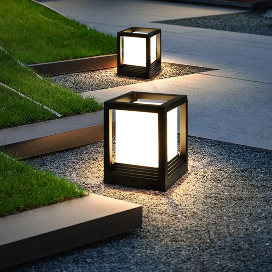 Imagem -03 - Impermeável Outdoor Pillar Light Modern Square Post Light Lâmpada da Varanda Alumínio Post Cap