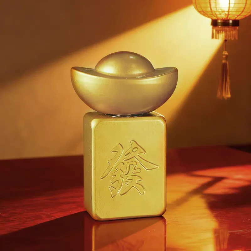 

Rotating Ingot Brass Fidget Decorate Mahjong Fortune Symbol Desk Decor for Stress Relief Good Luck Gift