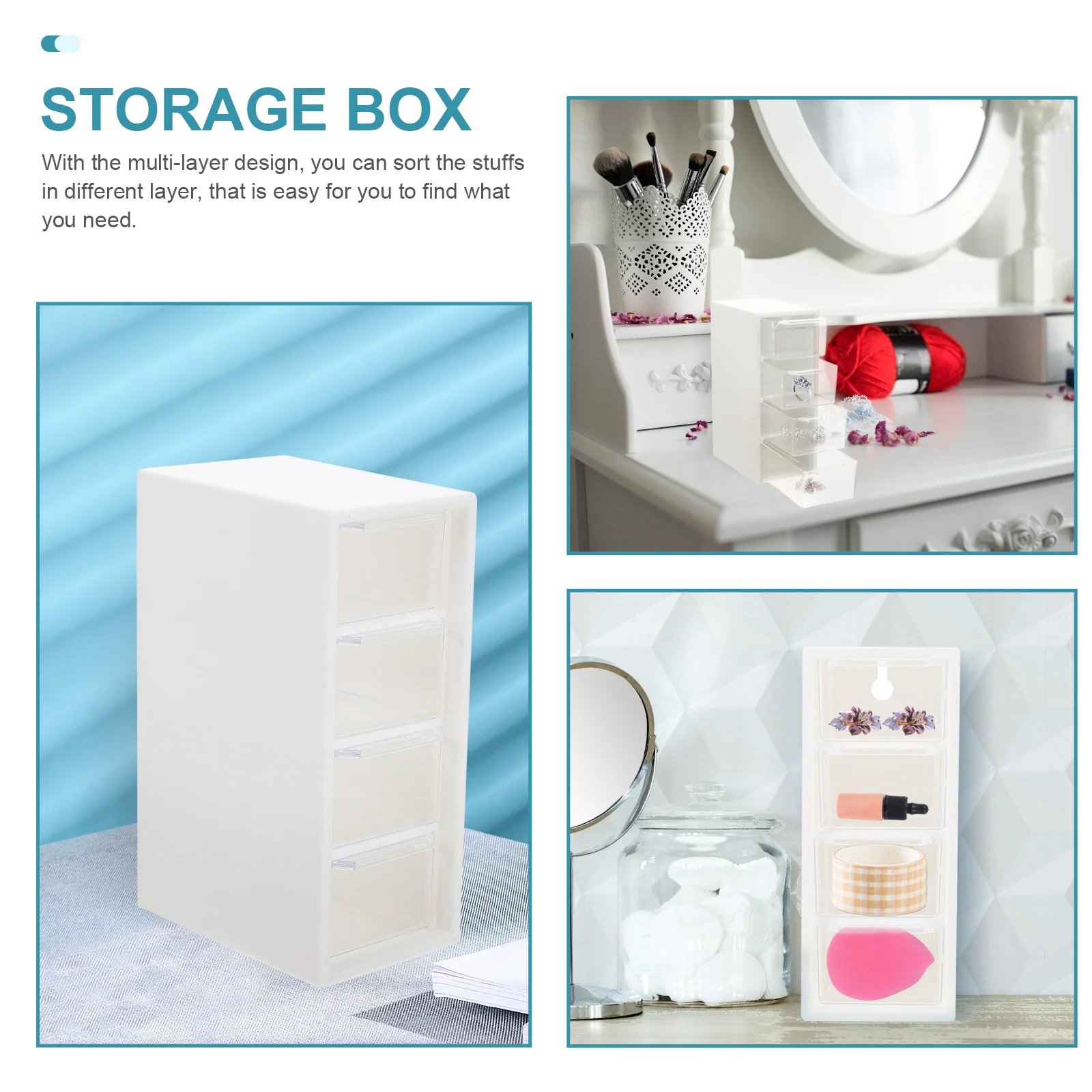 

Multi Layer Transparent Desktop Storage Box Drawer Organizer Jewelry Case Storage Container Home Dormitory