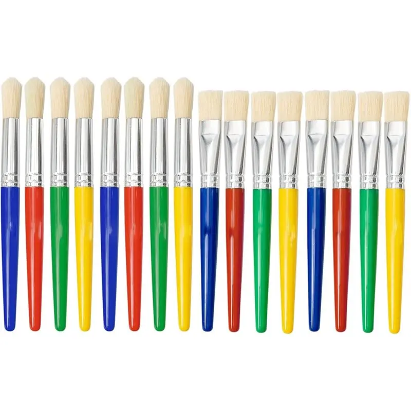 Reliable-For Kids,Children' S Washable Paint Brushes 16 Pcs Large Round And Flat Paint Brushes Paintbrush Colourful Paint Brush,