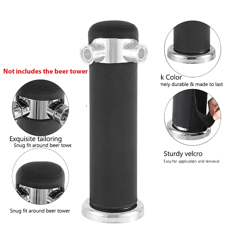 Beer Keg Tower Insulator,Neoprene Keg Tower Cover For 3\'\' Kegerator Column ,End the Foam and Ensure Ice-Cold Pours