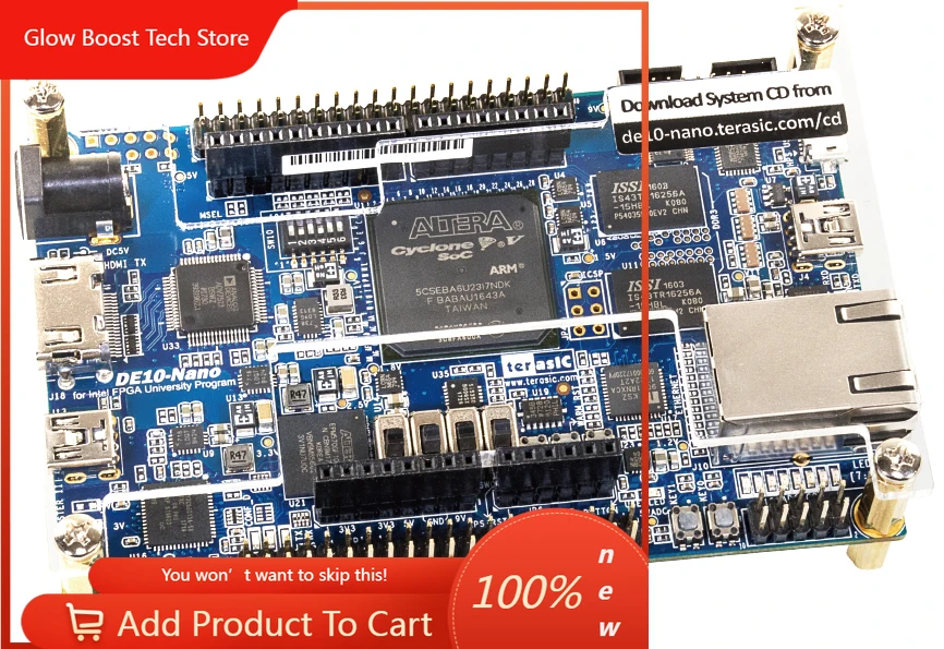 

NYTerasic DE10-Nano Development and Education Board: Intel SoC FPGA with Dual-Core ARM A9, DDR3 Memory & High-Speed Interfaces