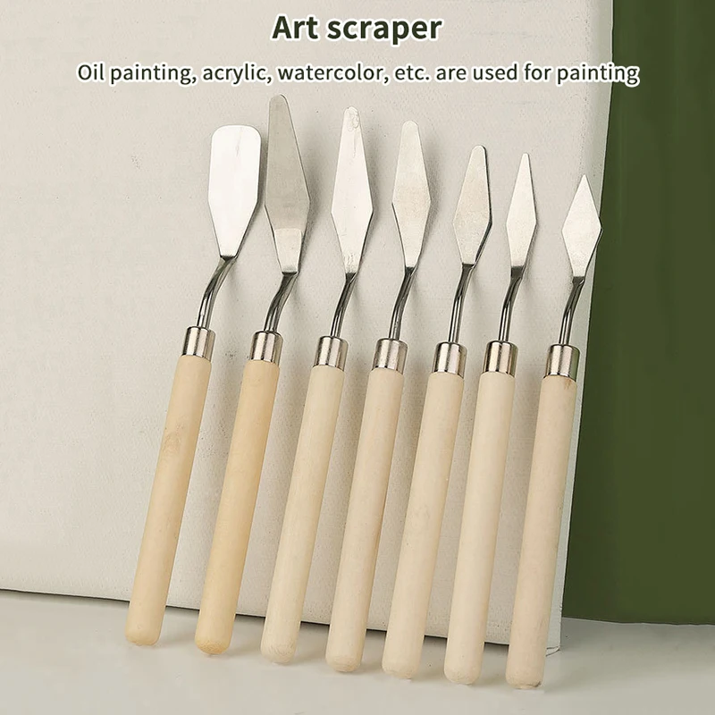New 7Pcs/Set Stainless Steel Oil Painting Knives Artist Crafts Spatula Palette Knife Oil Painting Mixing Knife Scraper Art Tools