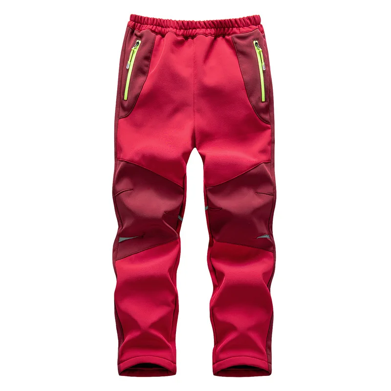 Boys Girls Softshell Hiking Pants Waterproof Outdoor Kids Warm Long Trousers Inner Fleece For Children\'s 5-15 Year Climbing Pant