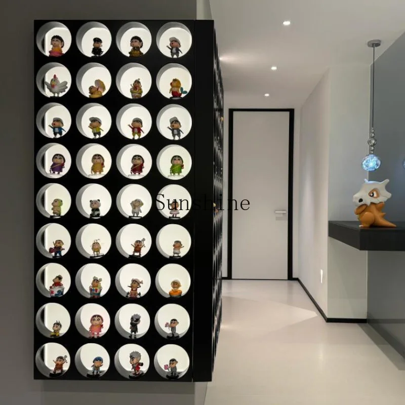 

Customized paint wall-mounted figure display cabinet POP MART blind box storage wall simple and modern