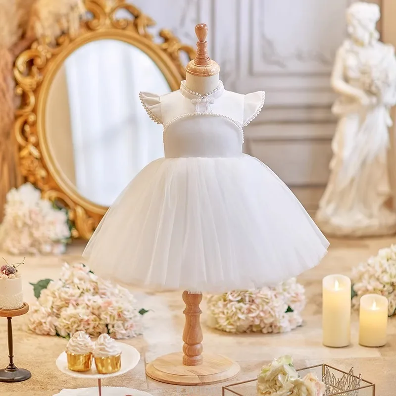 Elegant Dress For Girl Party Vestido Matching White Kids Girls Birthday Princess Costume Children Flower Wedding Gown Dresses