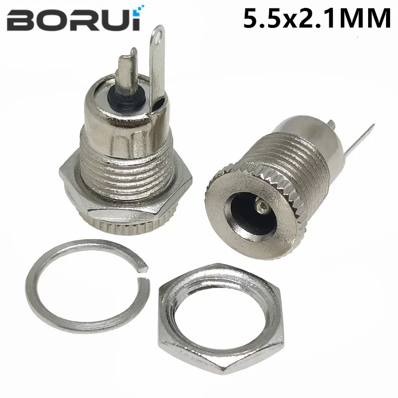 DC099 5.5 mm x 2.1mm DC Power Jack Socket Female Panel Mount Connector Metal DC-099 Open Hole 11MM 5.5*2.1 5.5*2.5