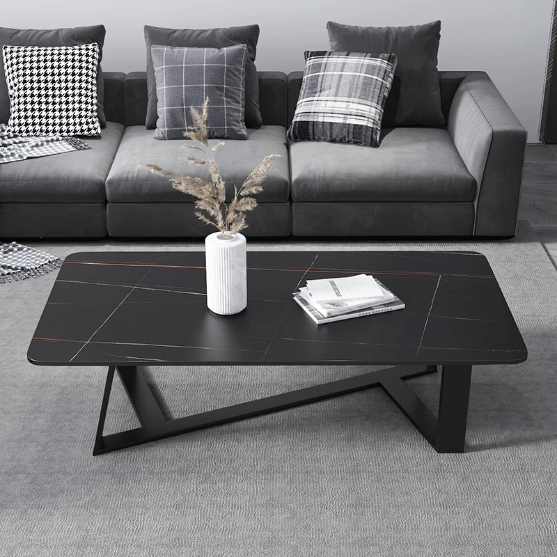 

Marble coffee table Small apartment Home simple tea table Tempered glass rock slab Internet celebrity coffee table