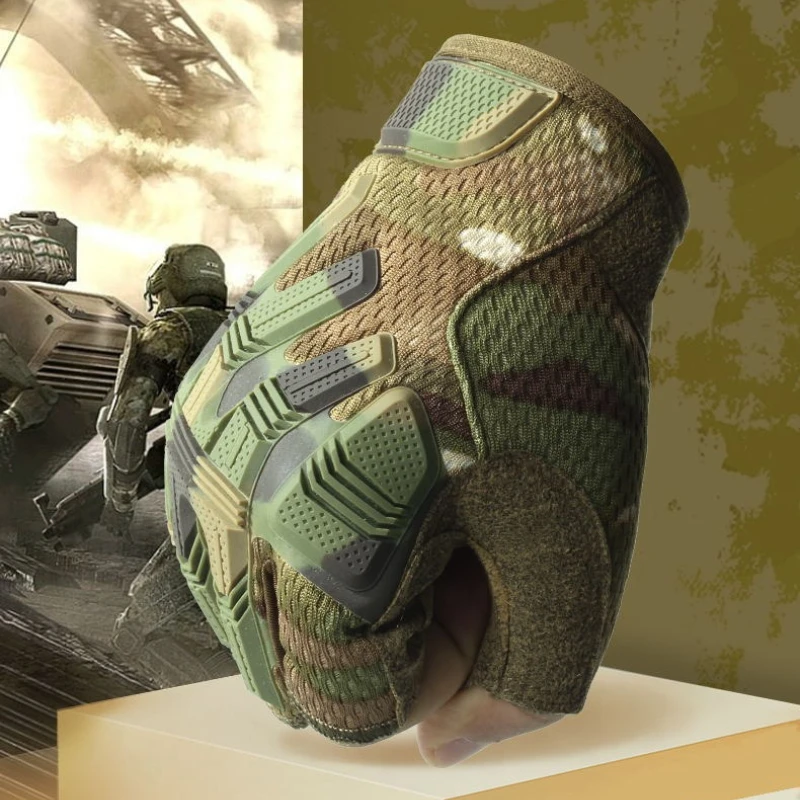 Tactical Fingerless Gloves Sports Airsoft Combat Paintball Shooting Hunting Driving Work Non-slip Anti-sweat Half Finger Men
