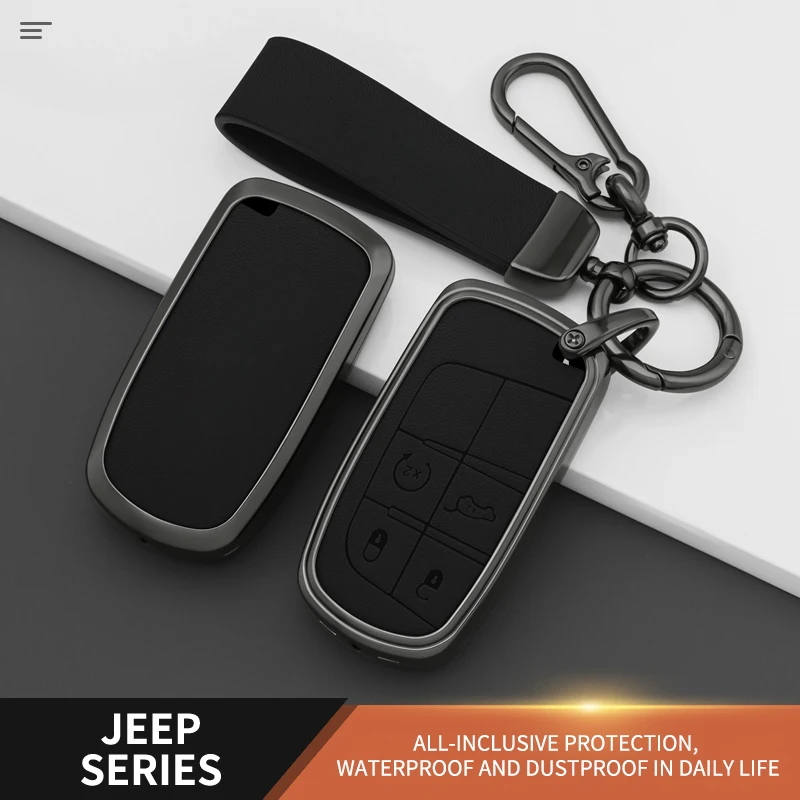 Leather Car Key Case for Jeep Renegade Wrangler Patriot Grand Cherokee Compass Liberty WK2 KL MP BU SRT Accessories