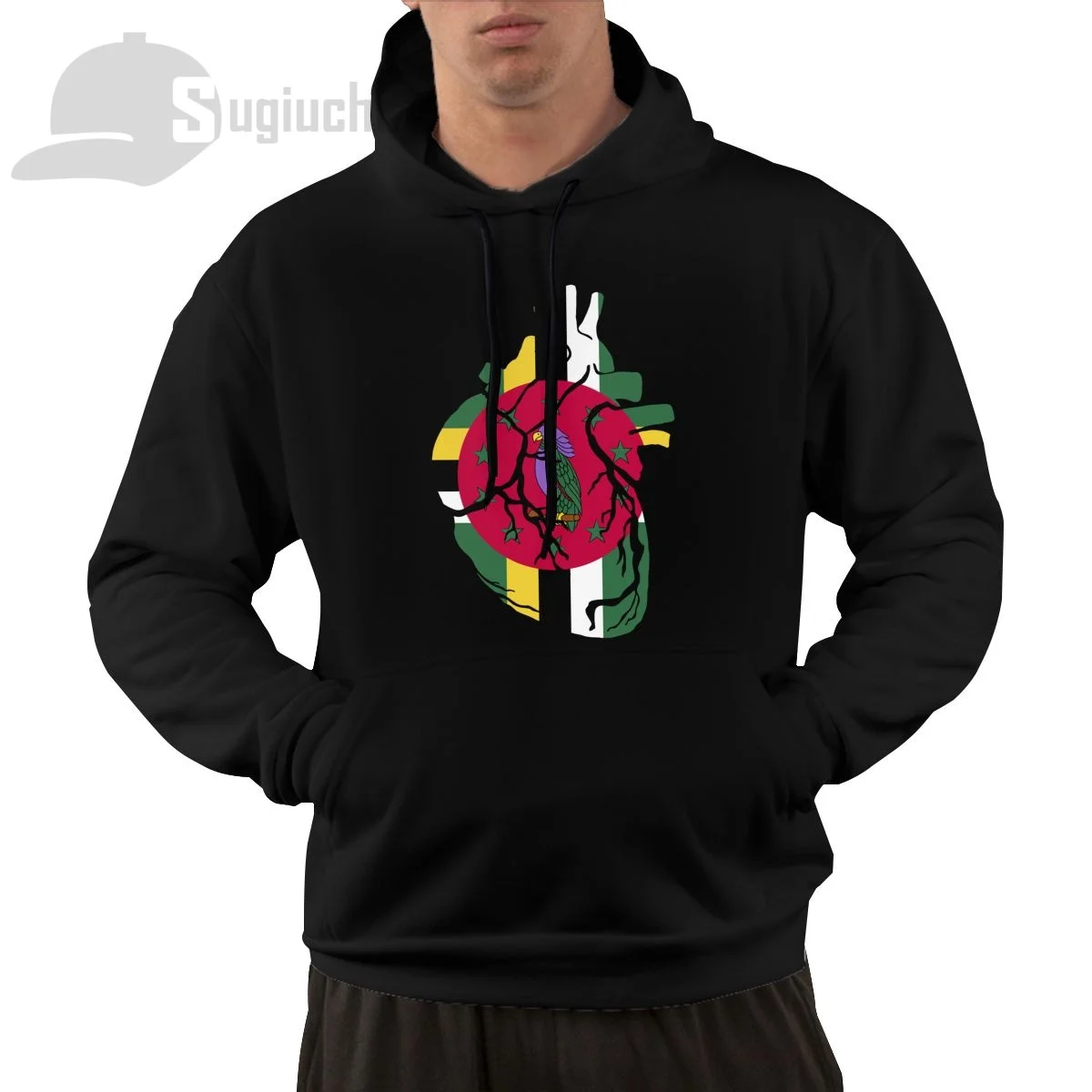 Dominica Anatomical Heart Shape Country Flag Cotton Pullover Hoodie Men Women Unisex Hip Hop Style Sweatshirt