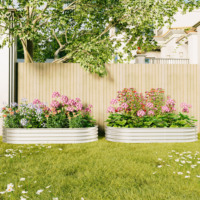 Outdoor High Bed Metal Galvanized Planter Elevated Garden Bed Kit, 8x4x1ft, Garden Beds for Vegetables, Flowers and Herbs Holder