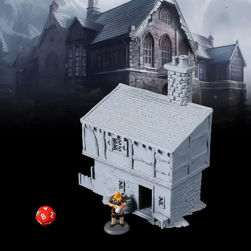 Medieval House RPG Terrain Building – Modular Mansion for RPG Tabletop Games, Fantasy Miniature Diorama Kit