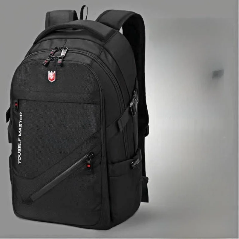 

Large Capacity Men's Backpack Travel Hiking Computer Bag School Bookbag Stainless Steel Hardware USB Charging Port EVA Material