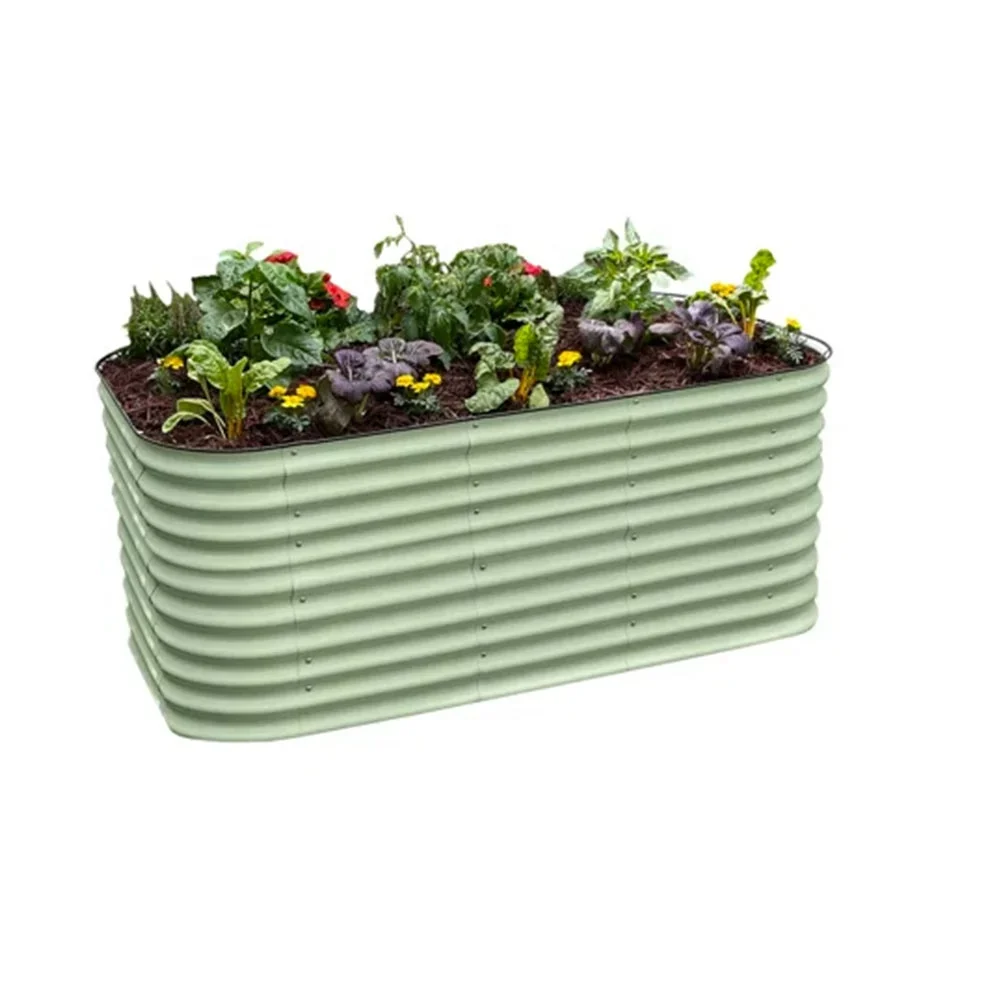 

Galvanized Raised Garden Bed Kit Planter Box Raised Garden Boxes Outdoor Oval Large Metal Raised Garden Beds Flowers Bed