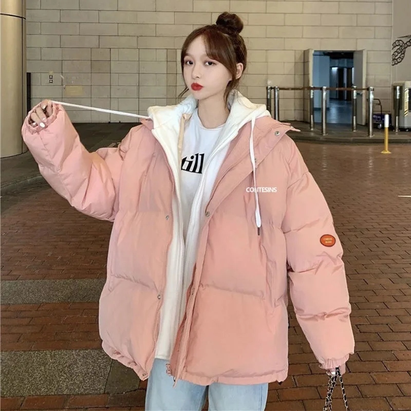 2023 New Women Down Cotton Coat Winter Bread Jacket Female Short Versatile Parkas Loose Thick Warm Outwear Hooded Overcoat