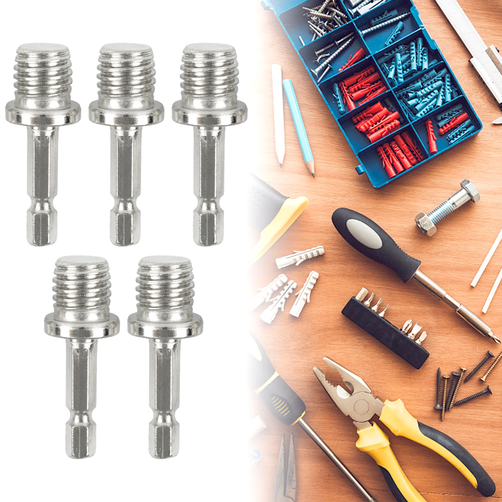 

5pcs Screw Thread Hex Shank Polishing Pad Connection Rod Drill Adapter For Electric Drill Polisher Angle Grinder Tools