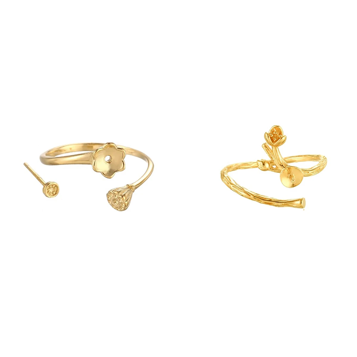 

925 Sterling Silver Open Ring Blank Base Fit Settings Round Bead DIY Ring Charm Jewelry Making Accessories