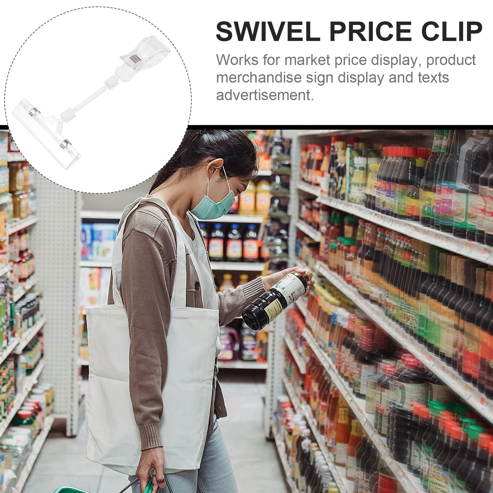 

25Pcs Double Display Clips Rotatable Sign Holder Clip for Market Price Display Plastic Sign Holder with Flexible Design Swivel