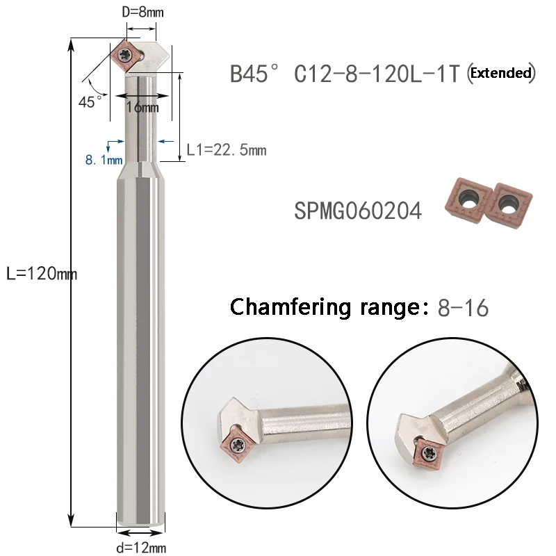 BEYOND 45 Degree B45 TFD45 C16-16-110 C12 C20 Chamfering Cutter Lathe End Mill Milling Knife CNC Holder Use Insert SPMG06 SCMT09