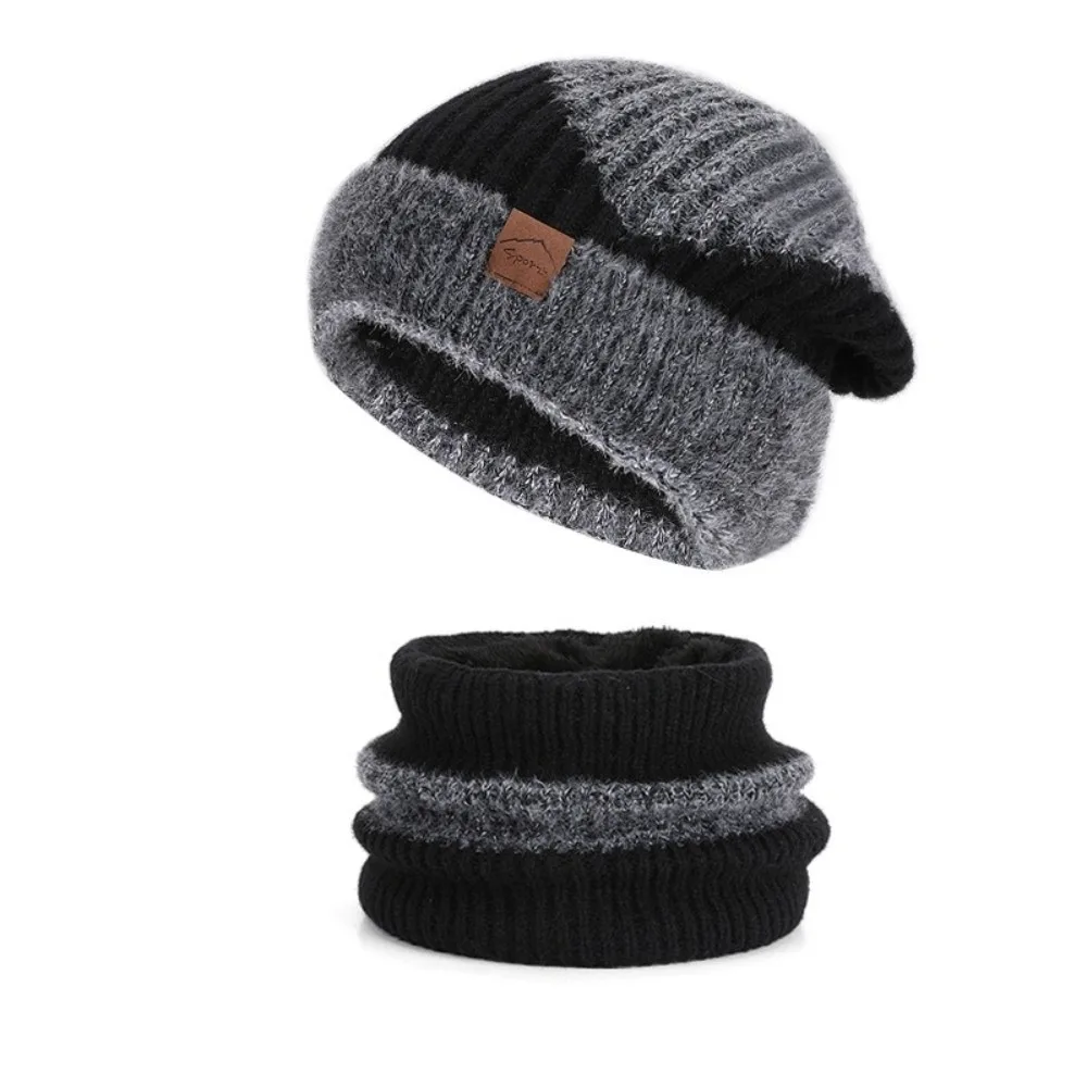 soft Winter Beanie Hat Scarf Set Stylish Design Thicken Thermal Knit Cap Fleece Lined Thermal Protection Warm Wool Hat