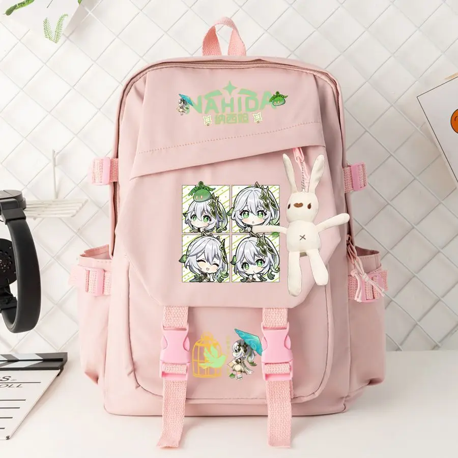 Genshin Impact Nahida Merchandise Cute Cartoon Student Backpack Double Shoulder Bag For Girls Middle And High School Students An