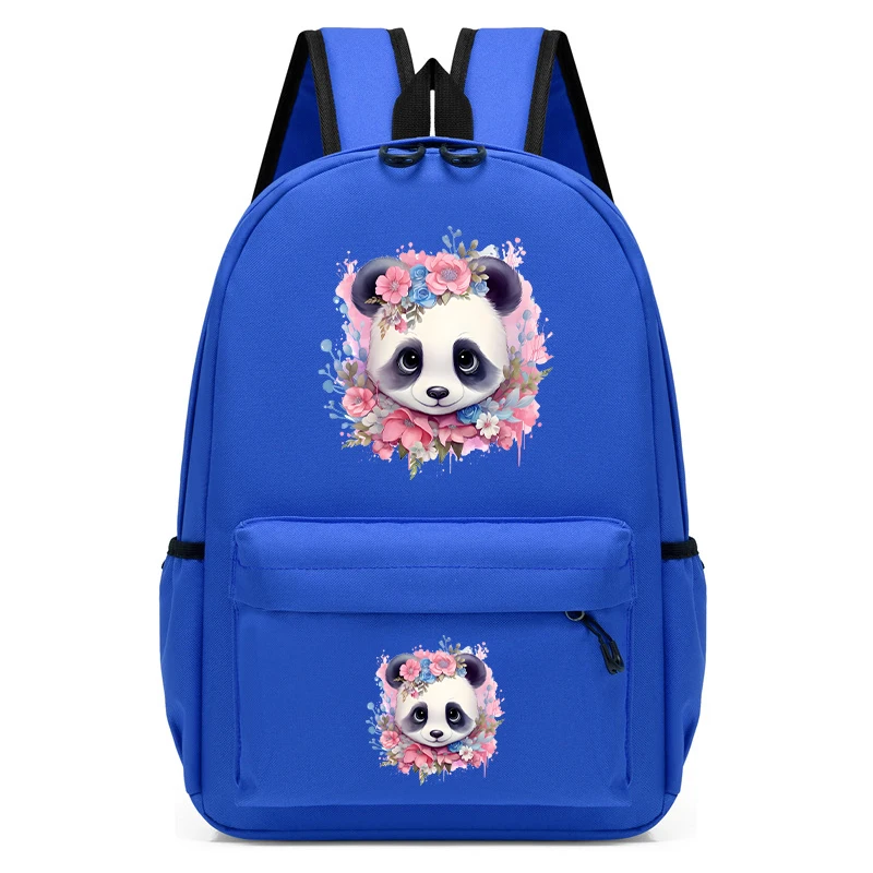 Mochila Escolar con diseño de Panda y flores para niños y niñas, morral Escolar de dibujos animados para guardería