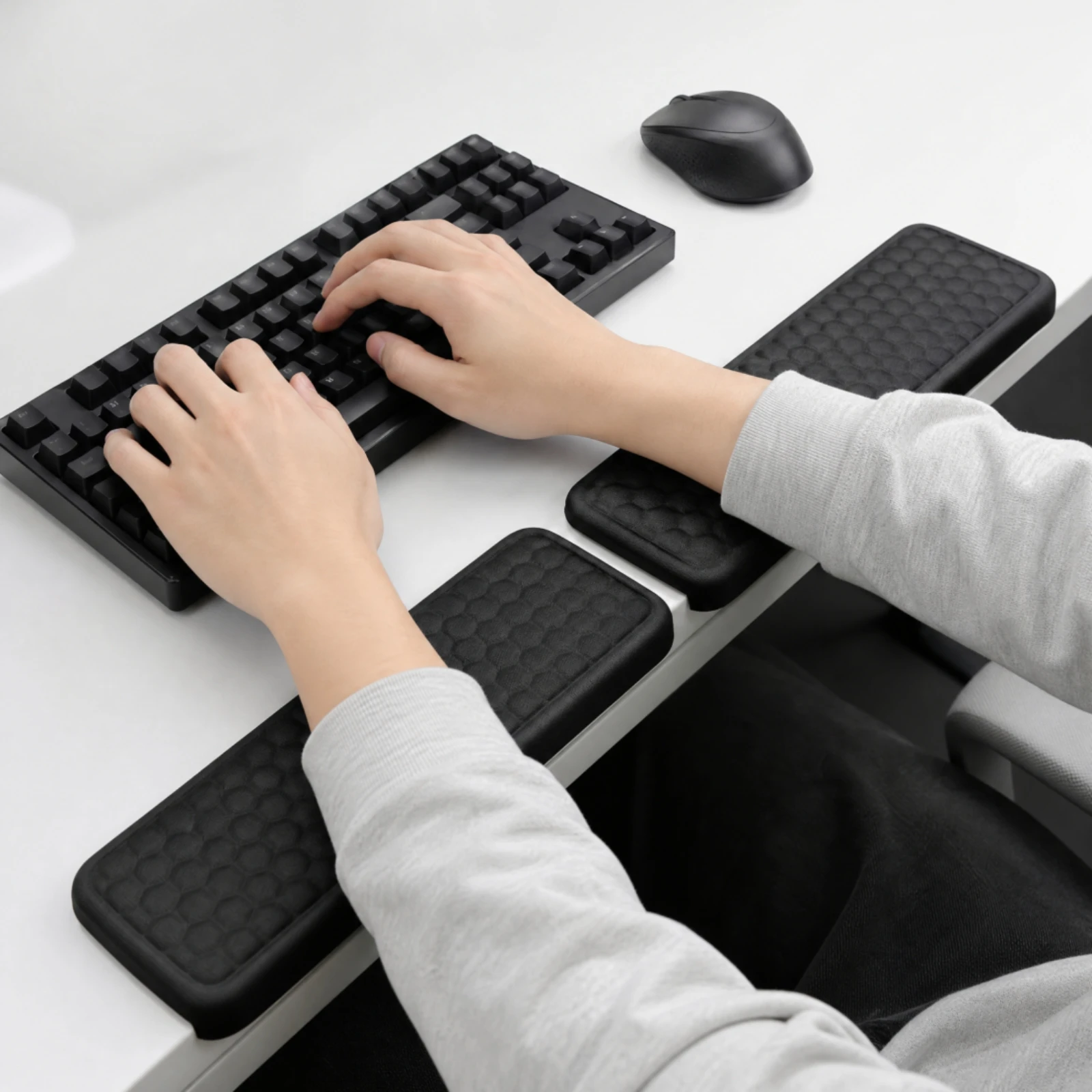 2 Pieces Desk-Edge Wrist Rest Long-Lasting Wrist Rest with Cushioned Cell Pattern Comfortable Ergonomic for Home Office