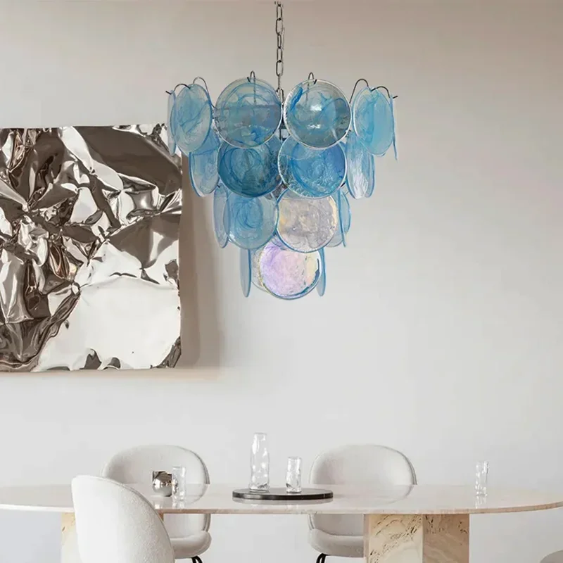Modern Chandeliers Italy Designer Art Pink Glass Lamps Creative Hanging Led Lights Dining Room Hanging Dining Room Home Fixtures