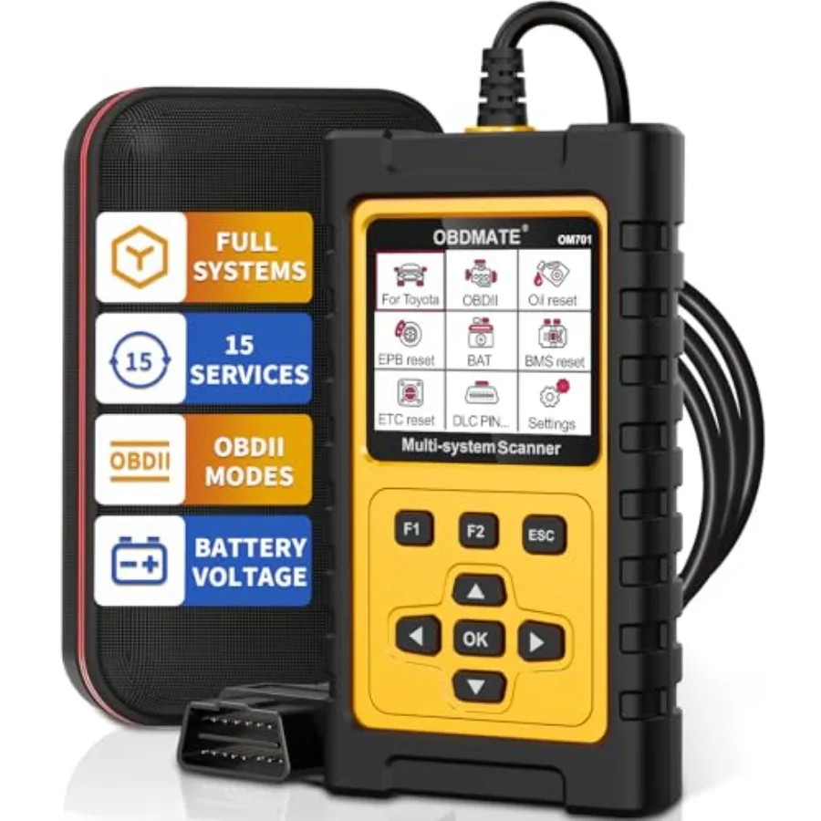 OBD2 Scanner for/Lexus/Scion, OM701 All Systems Diagnostic Tool with 15+ Resets Oil/ETC/EPB/ABS/SAS/BAT Register...,Full OBDII