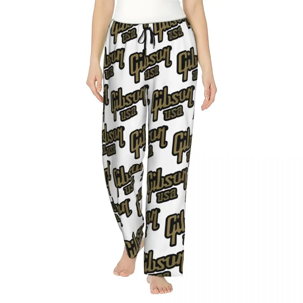 

Custom Gibson Les Paul Women Pajama Pants Lounge Sleep Sleepwear Bottoms with Pockets