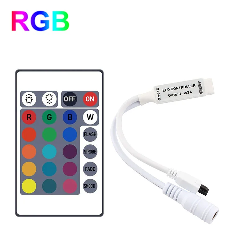 12V 4Pin RGB Controller 24Key Remote Control Led Lights Controller Miniature For 2835 5050 RGB LED Strip Light