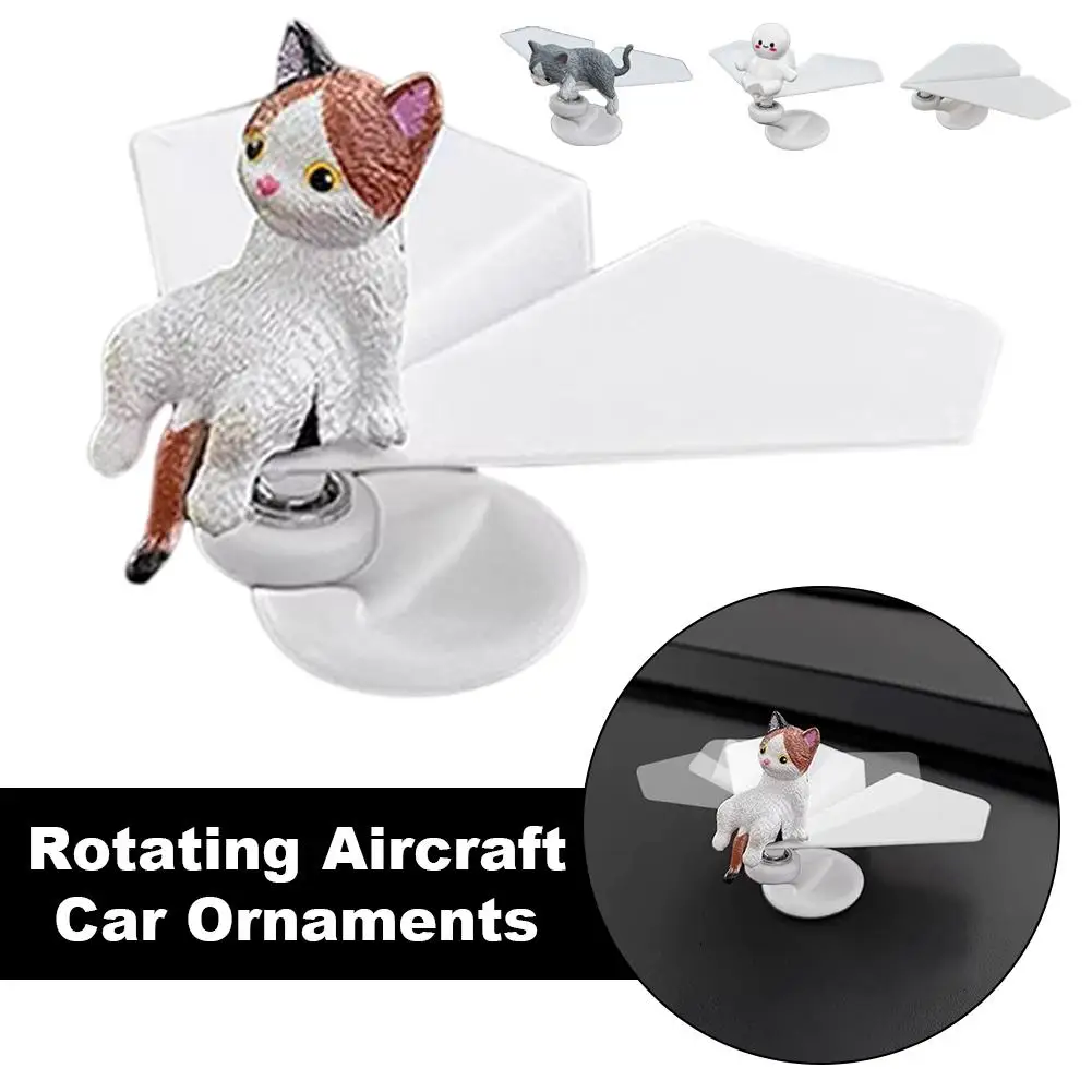 تمثال قطة مضحك إبداعي 360 °   الملحقات الداخلية للطائرات الدوارة الحلي مركز وحدة التحكم في السيارة O7J4